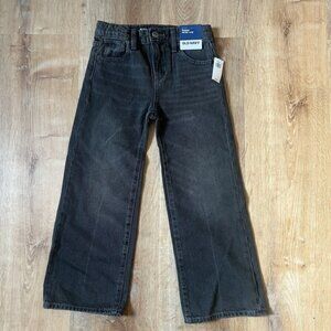 Old Navy Built In Tough High Rise Baggy Wide Leg Jeans Girls 7 Faded Black NEW